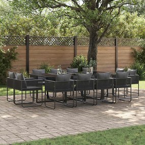 vidaXL Conjunto de Jantar de Jardim de 16 Peças com Almofadas em Aço e Poly Rattan