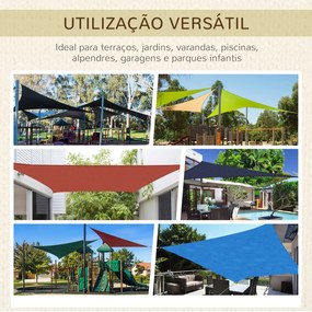 Vela de Sombra Retangular 4x6 m Toldo Vela de HDPE com Anéis de Aço In