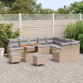 Conjunto de Sofá de Jardim vidaXL de 12 Peças com Almofadas Bege Poly