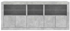 Aparador com luzes LED 162x37x67 cm cinzento cimento