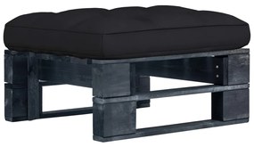 vidaXL Otomana de paletes para jardim pinho impregnado a preto