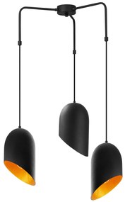 Candeeiro de Teto Kesik – Preto e Dourado – Diâmetro 52 cm, Altura 100