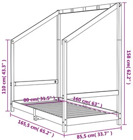 Estrutura de cama infantil 80x160 cm pinho maciço branco
