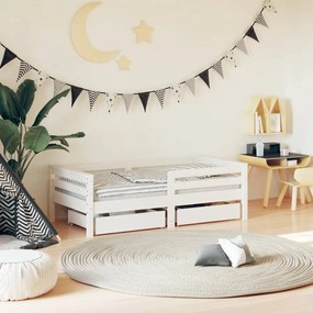 vidaXL Estrutura cama infantil c/ gavetas 70x140cm pinho maciço branco