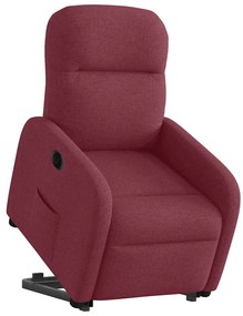 Poltrona reclinável elevatória elétrica tecido vermelho-tinto