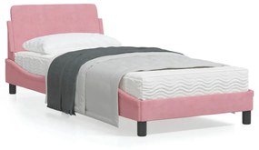 373117 vidaXL Estrutura de cama c/ cabeceira 90x200 cm veludo rosa