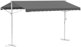 Outsunny Toldo de Duas Águas 4 x 3 m Retrátil Manual Inclinação Ajustável Metal epóxi Branco Poliéster impermeabilizado Anti-UV Cinza | Aosom Portugal