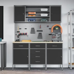 Conjunto de Bancada de Trabalho vidaXL 7 Peças em Aço Preto