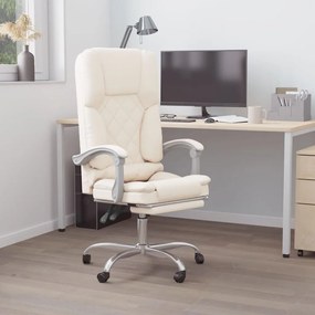 vidaXL Cadeira escritório massagens reclinável couro artificial creme