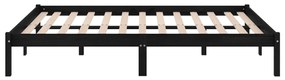 Estrutura de cama casal 135x190 cm madeira maciça preto