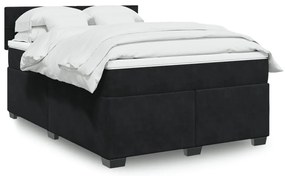 vidaXL Cama com molas/colchão 140x190 cm veludo preto