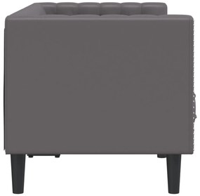 Sofá chesterfield 2 lugares couro artificial cinzento