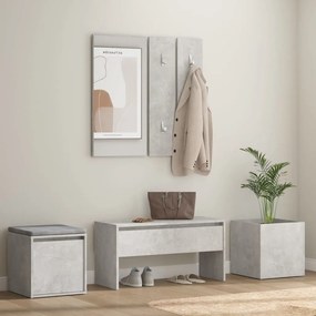 3082066 vidaXL Conj. móveis de corredor derivados de madeira cinzento cimento