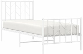Estrutura de cama com cabeceira e pés 75x190 cm metal branco