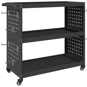 Carro de Ferramentas com prateleira com roda Preto 75 x 35 x 73 cm Met