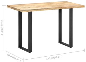 Mesa de jantar 120x60x76 cm madeira de mangueira maciça