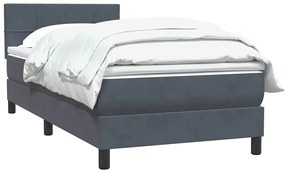 Cama com molas/colchão 90x220 cm veludo cinzento-escuro