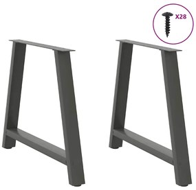 Pés para mesa de jantar em formato A, 2 peças, antracite, 100x(72-73)