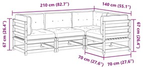 4 pcs conjunto sofás p/ jardim com almofadões pinho impregnado