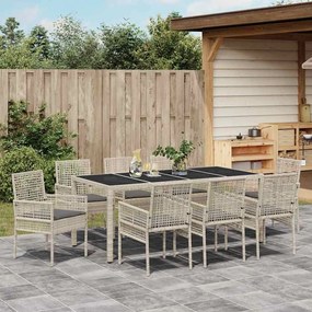 Conjunto de Jantar para Jardim 9 pcs Cinzento-claro