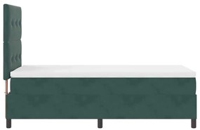 Cama Box com Colchão e LED Verde Escuro 100x200 cm Veludo