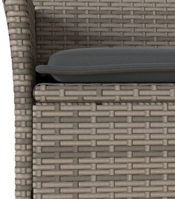 7 pcs conjunto jantar jardim c/ almofadões vime PE/acácia cinza