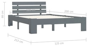 Estrutura de cama 120x200 cm pinho maciço cinzento