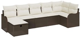 Conjunto de Sofás de Jardim vidaXL com Almofadas Castanho Rattan Polím