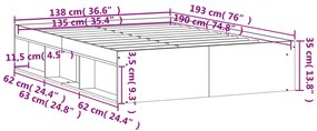 Estrutura de cama de casal 135x190 cm carvalho sonoma