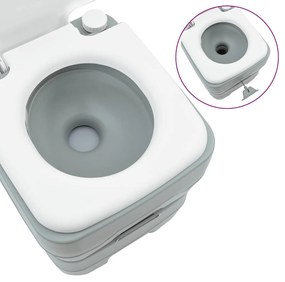 Mesa de Camping vidaXL corpo cinza+tampa branca+cinza
