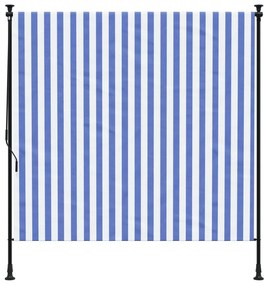 Estore de rolo para exterior 200x270cm tecido/aço azul e branco