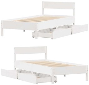 Cama sem colchão 100x200 cm madeira de pinho maciça branco