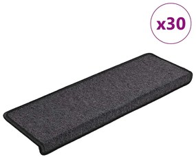vidaXL Tapetes de escada 30 pcs 65x21x4 cm antracite