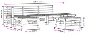 6 pcs conjunto lounge de jardim pinho maciço branco