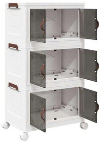 Caixa de arrumação empilhável rodas 3camadas 28L 48,5x29,5x86cm