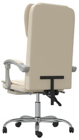 Cadeira de escritório reclinável couro artificial cor creme