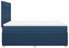Cama com molas/colchão 160x200 cm tecido azul