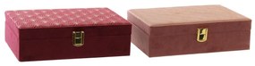 Guarda-Joias DKD Home Decor Madeira Roxo Cor de Rosa 24 x 16 x 7 cm (2 Unidades)