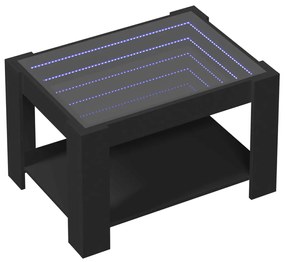Mesa de centro c/ LEDs 73x53x45 cm derivados de madeira preto