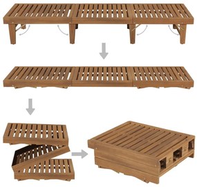 Espreguiçadeira dobrável com almofadão madeira acácia maciça
