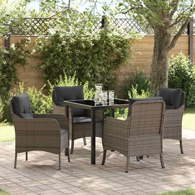 vidaXL Conjunto de Jantar para Jardim 5 pcs Cinzeto Rattan Sintético