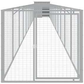 Casota cães c/ parque 110x1221x110 cm aço galvaniz. cinza-claro