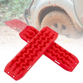 Placas de tração off-road todo o terreno de tração 2 peças para extração e recuperação de veículos de neve Lama 107 x 31 x 7 cm Vermelho