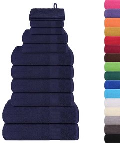 12pcs Conjunto toalha 360 gsm 100% algodão azul-marinho