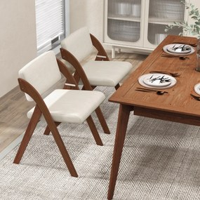 Conjunto de 2 cadeiras dobráveis para sala de jantar com pernas de madeira, assento e encosto acolchoados, modernas e portáteis Castanho