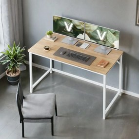 Secretária pequena para computador 60 x 120 x 76 cm Carvalho natural, branco