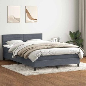 vidaXL Cama com molas/colchão 160x220 cm veludo cinzento-escuro
