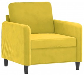 Poltrona com apoio de pés 60 cm veludo amarelo