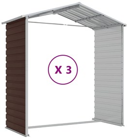 Abrigo de jardim 191x300x198 cm aço galvanizado castanho