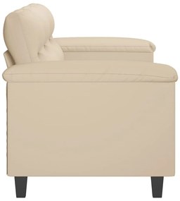 Sofá de 3 lugares 180 cm tecido de microfibra creme